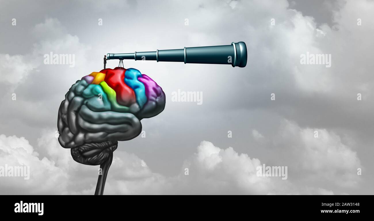 Hirnforschung Neurowissenschaftliches Konzept und Kreativitätsidee als Symbol für psychische Gesundheitspsychologie oder Psychiatrie und kreatives Geschäftsdenken. Stockfoto