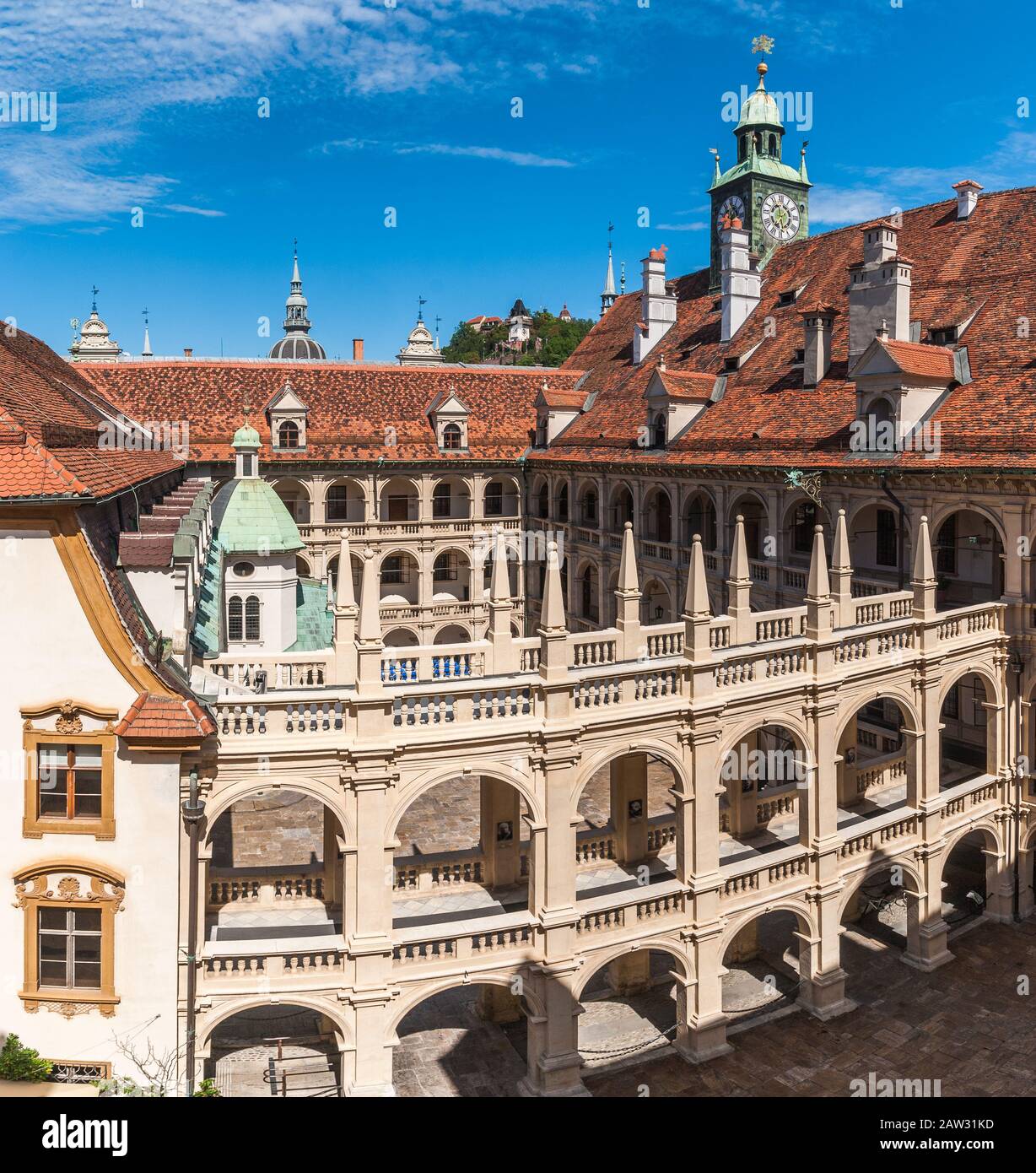 Der Sitz der steiermärkischen Regierung mit dem Namen Grazer Landhaus in Graz Stockfoto