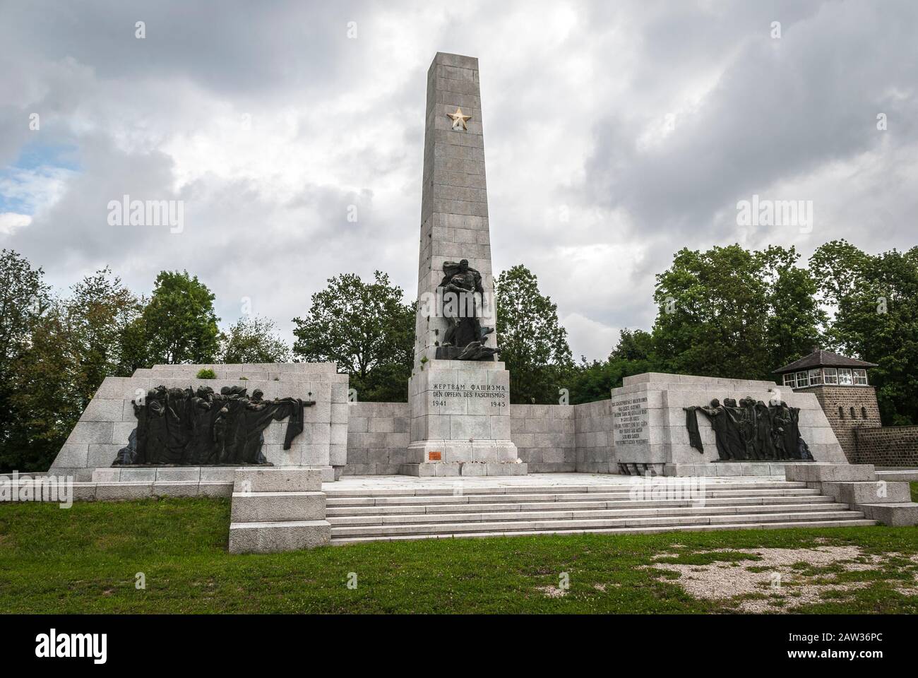 Mauthausen, Österreich, 16. August 2019 - Denkmal der Sowjetunion im Konzentrationslager Stockfoto
