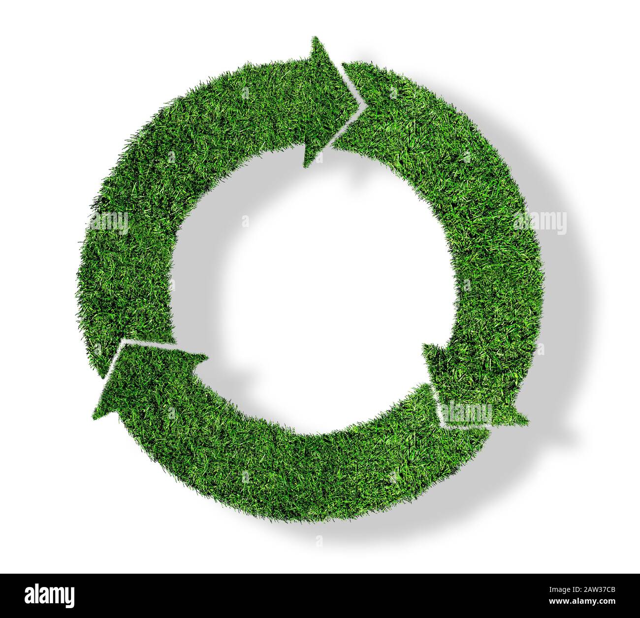 Symbol für umweltfreundliches Recycling, Nachhaltigkeitskonzept isoliert auf weißem Hintergrund Stockfoto