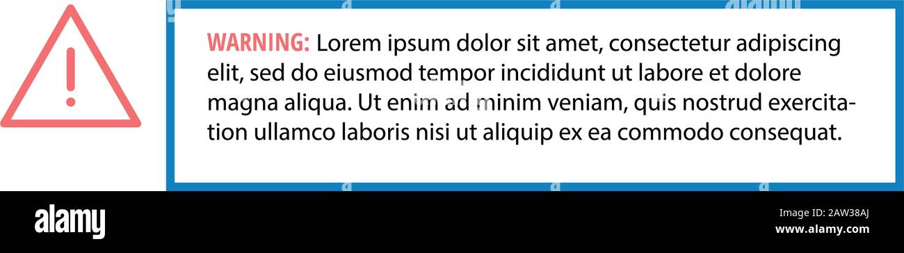 Warnhinweis mit Textrahmen für Sicherheitshinweise. Darstellung des Stock-Vektors auf weißem Hintergrund isoliert. Stock Vektor