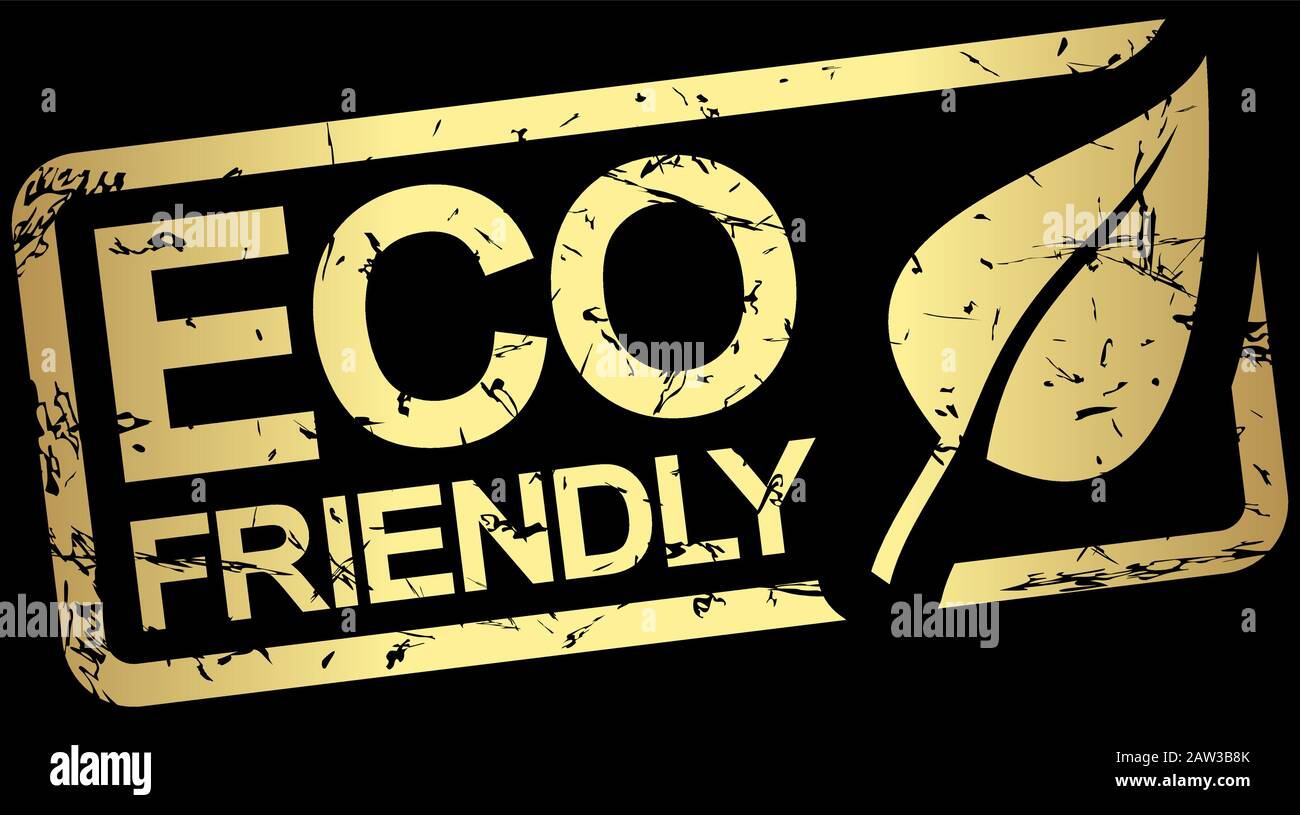 Grunge Stempel mit Rahmen Farben gold und Text umweltfreundliche Stock Vektor