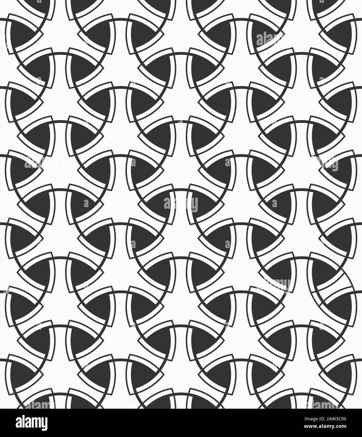 Abstraktes, nahtloses Muster. Moderne, elegante Textur. Geometrische Kacheln mit dreifach abgerundeten Elementen und Dreiecken. Klassisch orientalisches Muster. Vektor. Stock Vektor