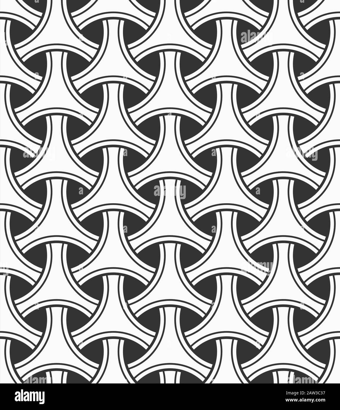 Abstraktes, nahtloses Muster. Moderne, elegante Textur. Geometrische Kacheln mit dreifach abgerundeten Elementen. Klassisch orientalisches Muster. Vektorhintergrund. Stock Vektor