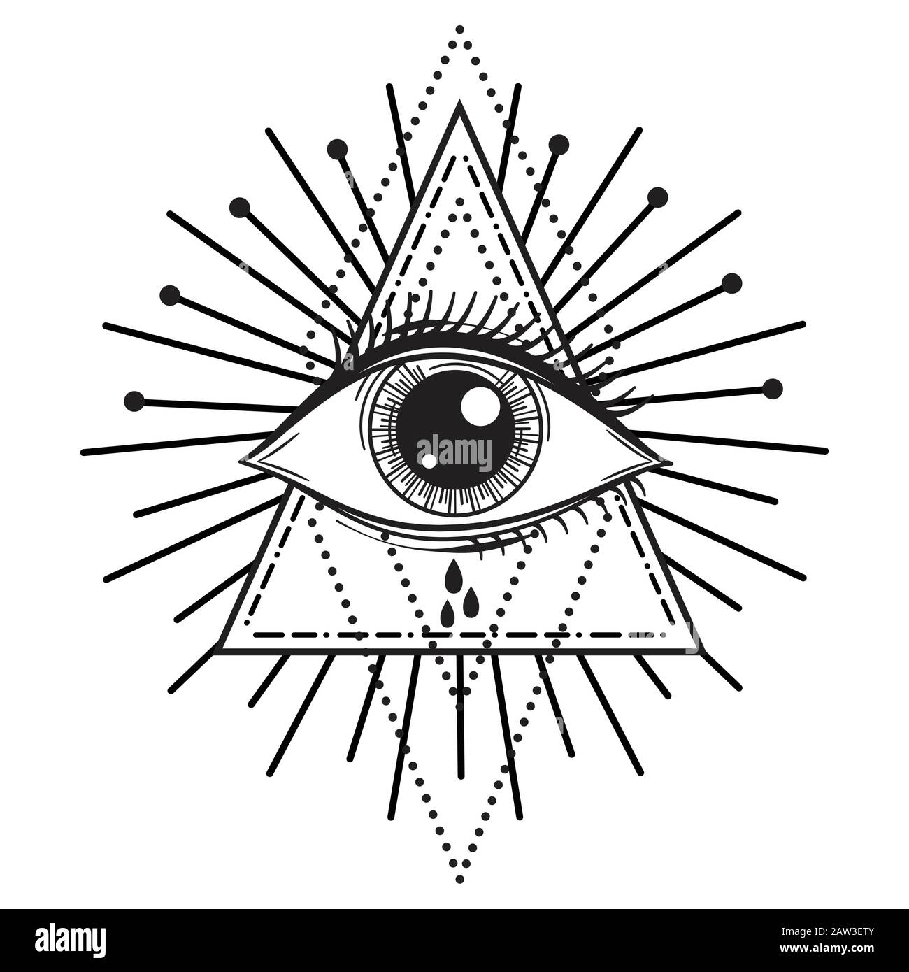 Vektordarstellung eines All-Seeing Occult- oder Masonic Eyes Stock Vektor