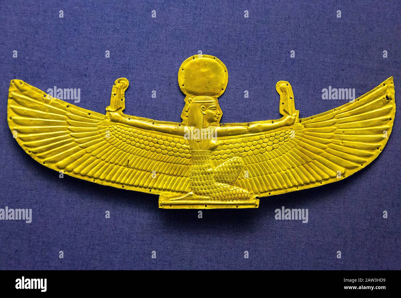 Ägypten, Kairo, Ägyptisches Museum, ein Ba-Vogel (Seele), in Gold, gefunden in Saqqara, 21. Dynastie. Stockfoto