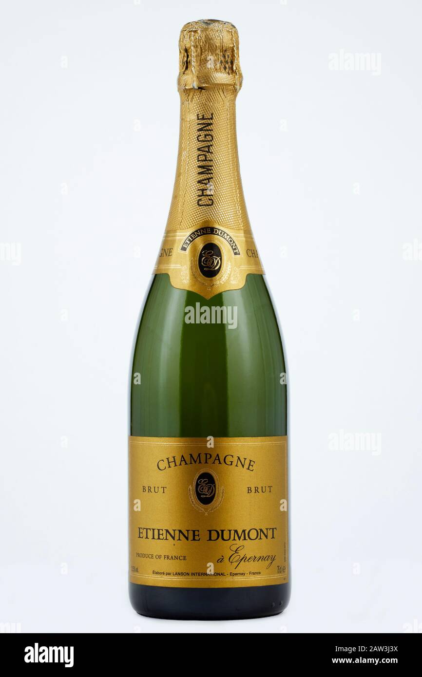Flasche Etienne Dumont Champagner Stockfoto