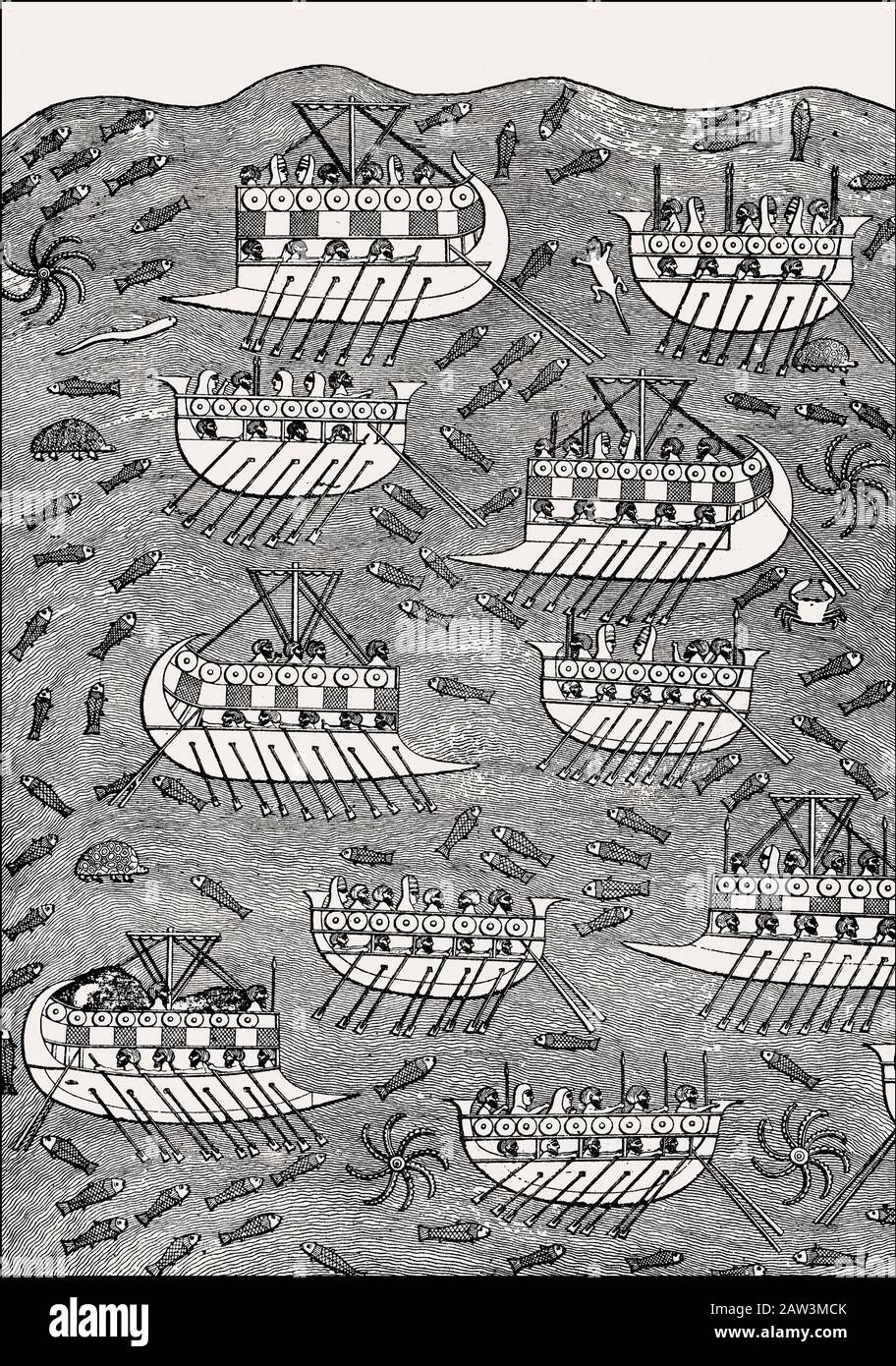 Die Sannacherib-Flotte, König von Assyrien von 705 v. Chr. bis 681 v. Chr. Stockfoto