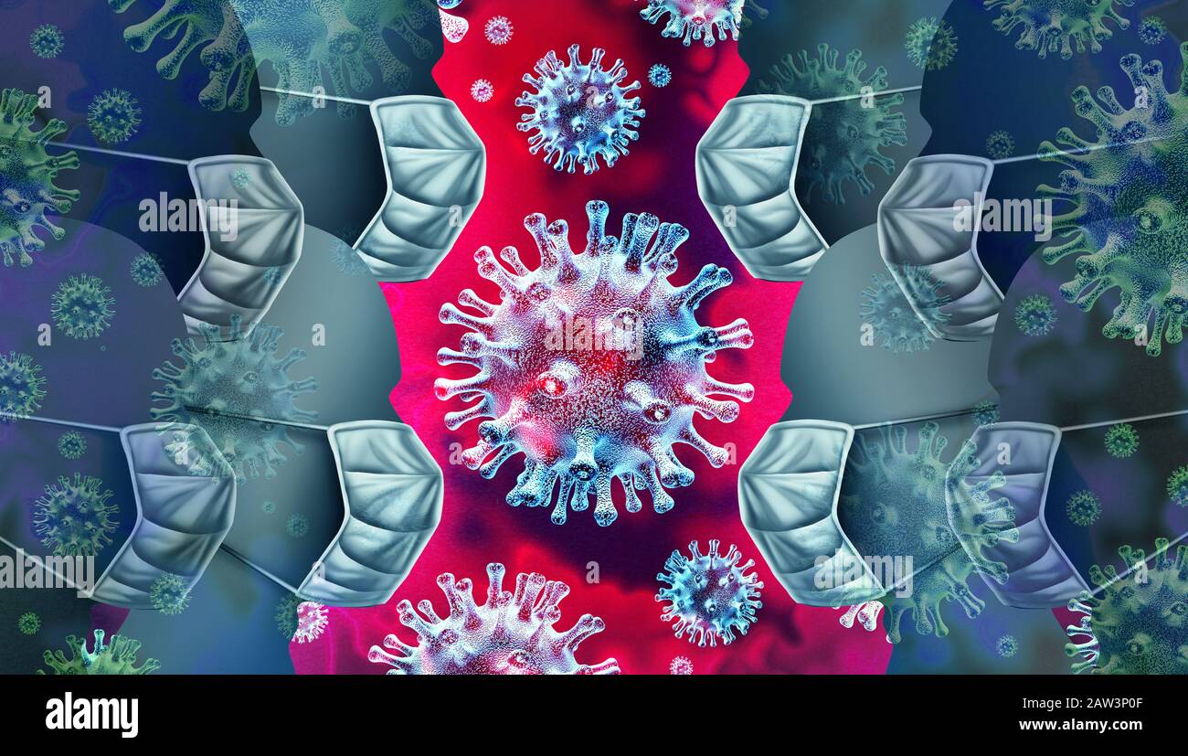 Coronavirus Ausbruch und Coronaviren Influenza hohe Todesursachen als gefährliche ansteckende Grippe-Belastungsfälle als ein medizinisches Gesundheitsrisiko der Pandemie. Stockfoto