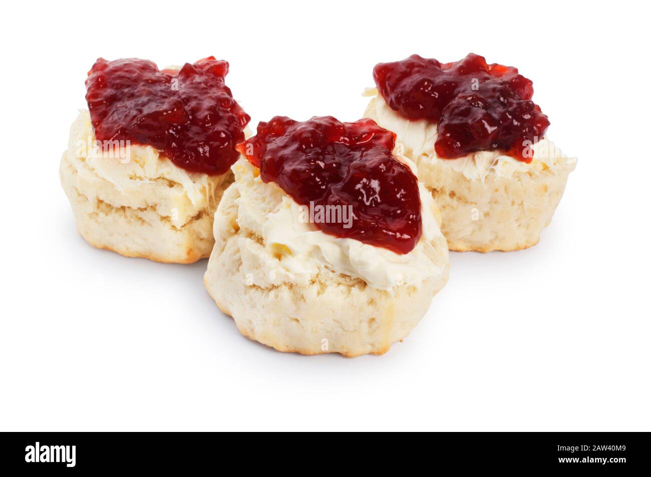 Studio mit hausgemachten Scones, geklotzter Creme und Erdbeermarmelade. Wenn der Jam oben ist, heißt es, es handle sich um eine Devonshire-Version - John Gollop Stockfoto