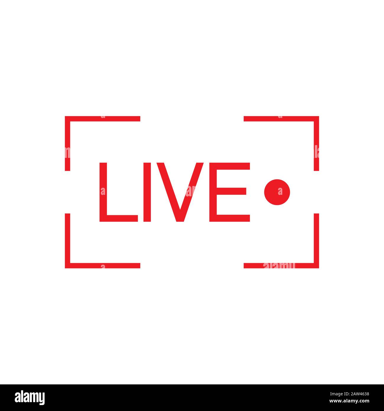 Symbol für flaches Live-Streaming. Rotes Designelement für Nachrichten-,  Radio-, TV- oder Online-Übertragungen isoliert auf weißem Hintergrund  Stock-Vektorgrafik - Alamy