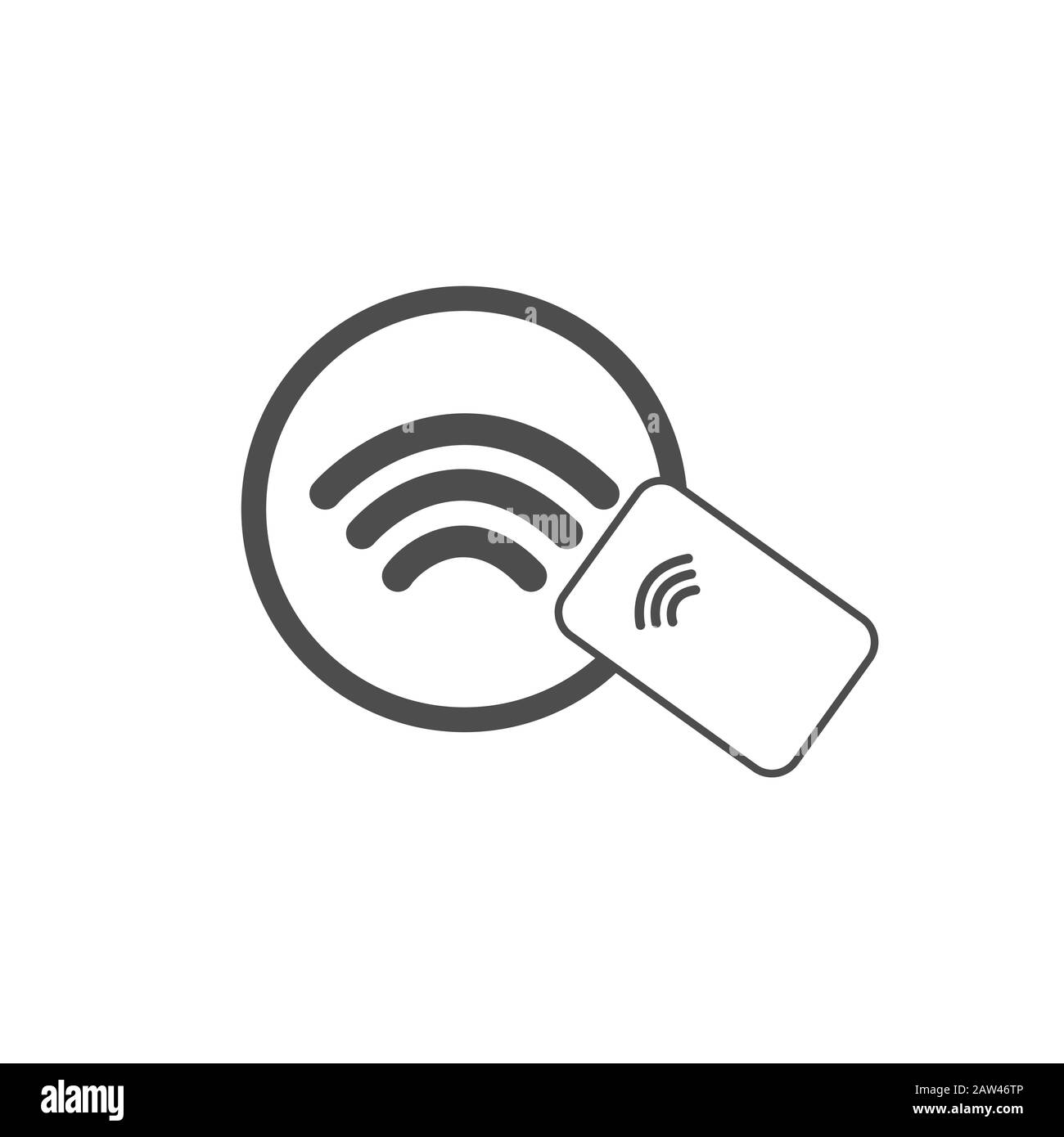 Kontaktloses NFC-Logo für drahtlose Entgeltunterzeichnung. Kreditkarte nfc Zahlungsvektor Konzept. Vektor Stock Vektor