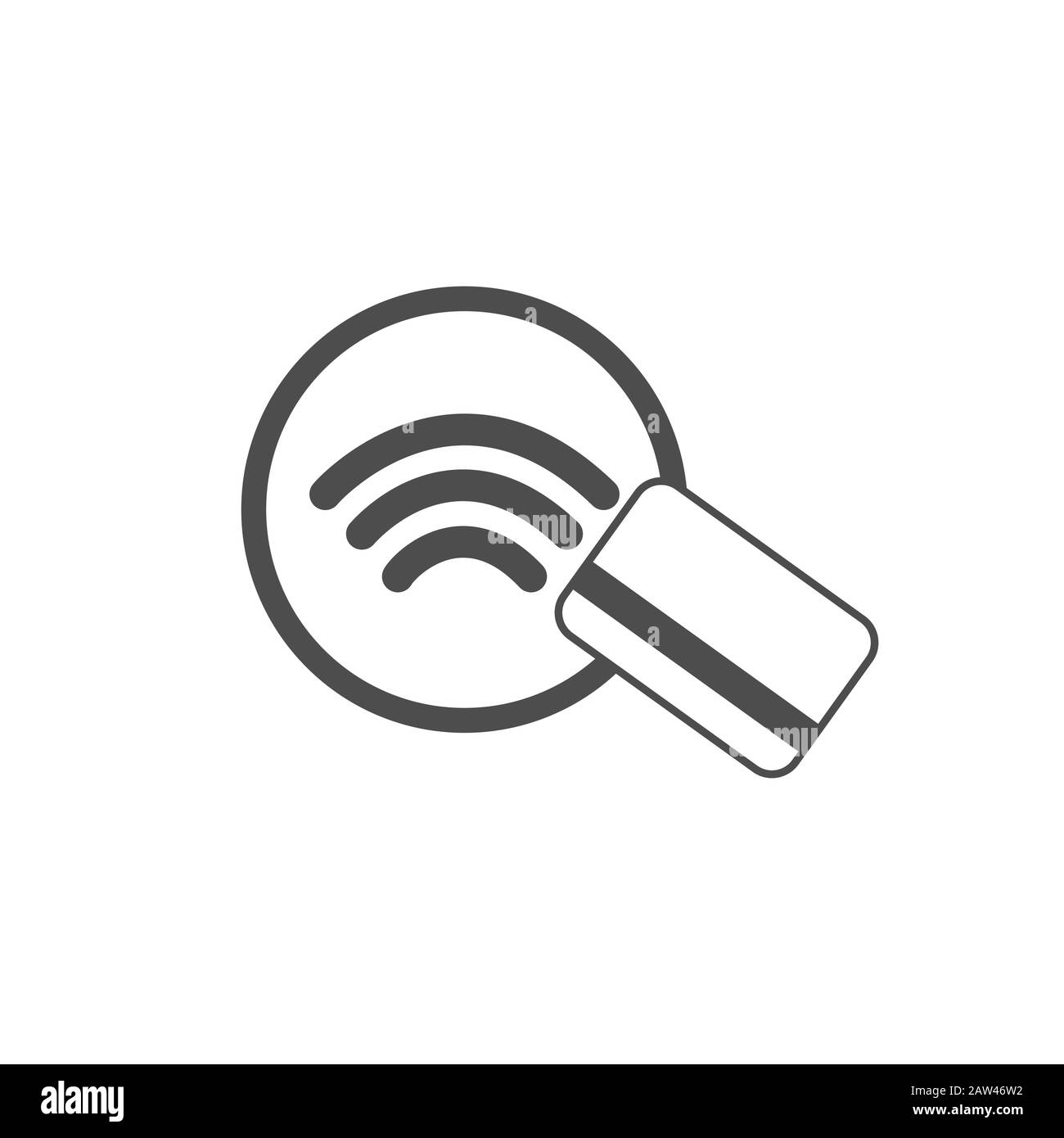 Kontaktloses NFC-Logo für drahtlose Entgeltunterzeichnung. Kreditkarte nfc Zahlungsvektor Konzept. Vektor Stock Vektor