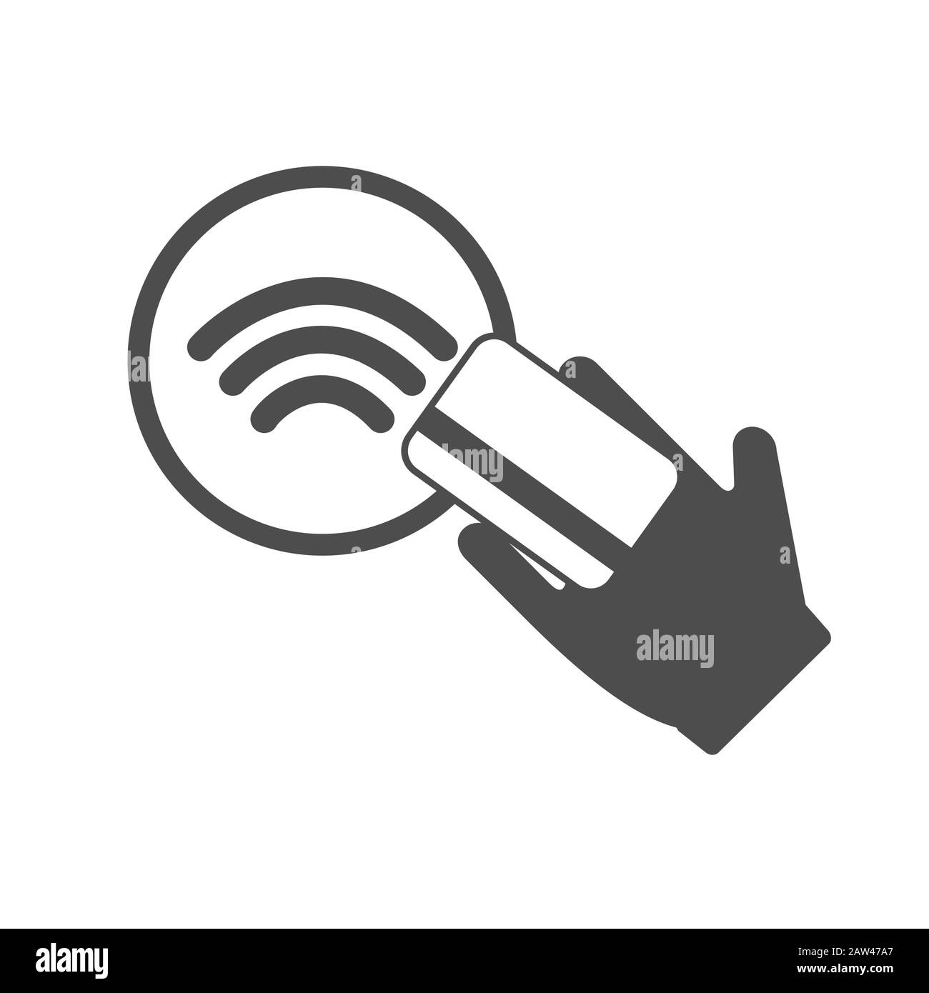 Kontaktloses NFC-Logo für drahtlose Entgeltunterzeichnung. Kreditkarte nfc Zahlungsvektor Konzept. Vektor Stock Vektor