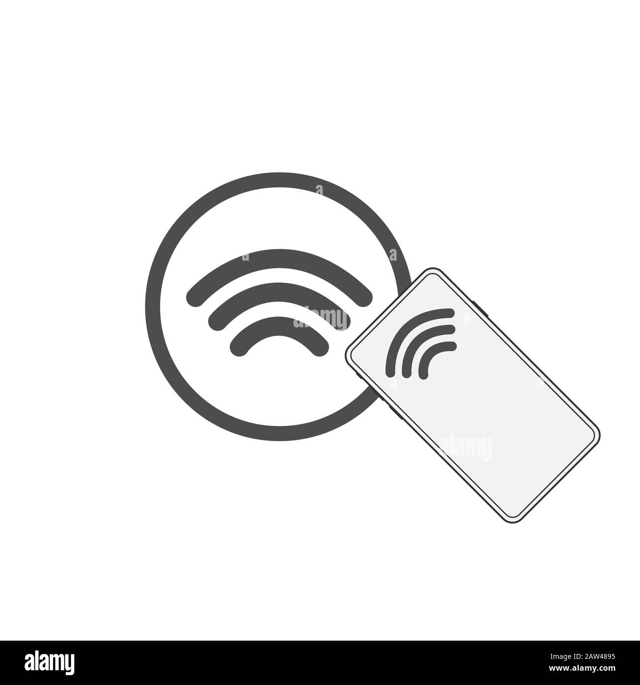 Kontaktloses NFC-Logo für drahtlose Entgeltunterzeichnung. Kreditkarte nfc Zahlungsvektor Konzept. Vektor Stock Vektor