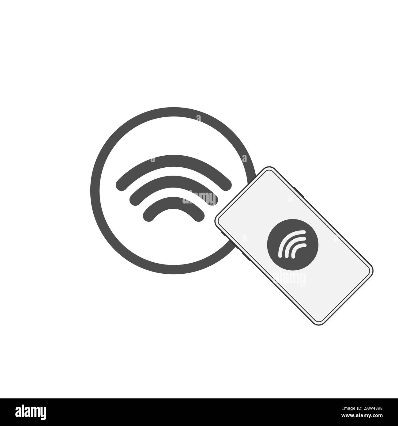 Kontaktloses NFC-Logo für drahtlose Entgeltunterzeichnung. Kreditkarte nfc Zahlungsvektor Konzept. Vektor Stock Vektor