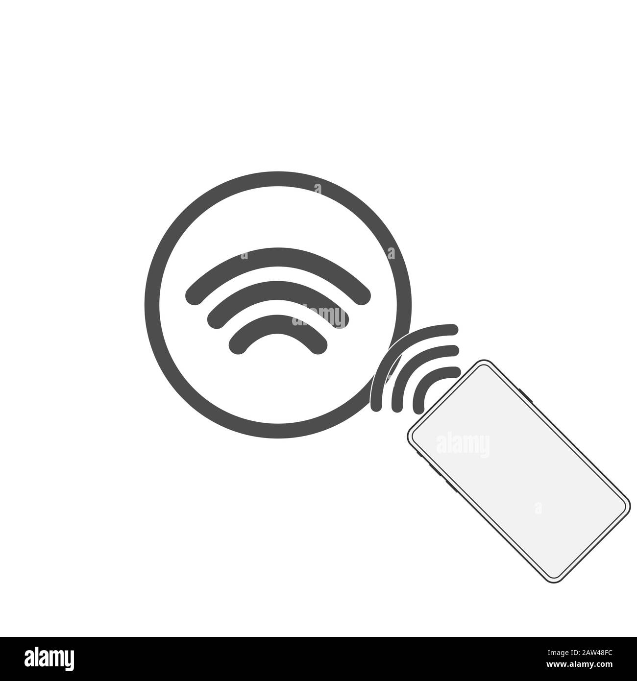 Kontaktloses NFC-Logo für drahtlose Entgeltunterzeichnung. Kreditkarte nfc Zahlungsvektor Konzept. Vektor Stock Vektor