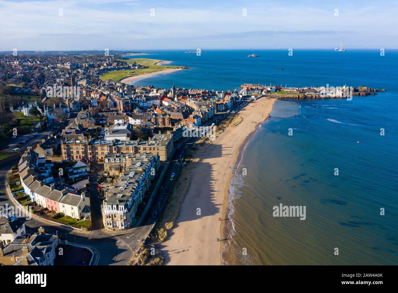 Luftaufnahme der Stadt North Berwick in East Lothian, Schottland, Großbritannien Stockfoto