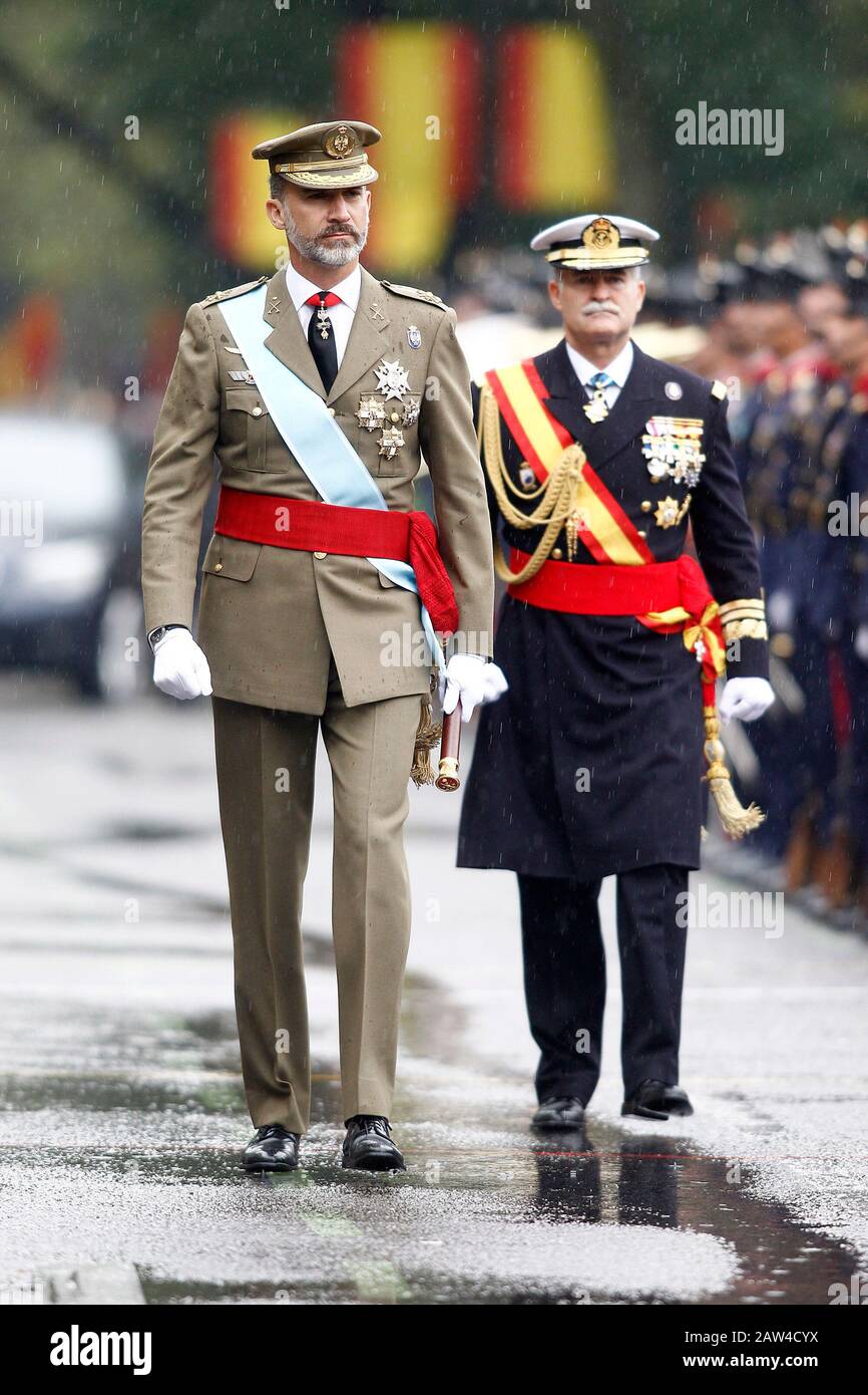 König Felipe VI. Von Spanien nimmt an der Militärparade des nationalen Tages Teil. Oktober 2016. (ALTERPHOTOS/Acero) NORTEPHOTO.COM Stockfoto