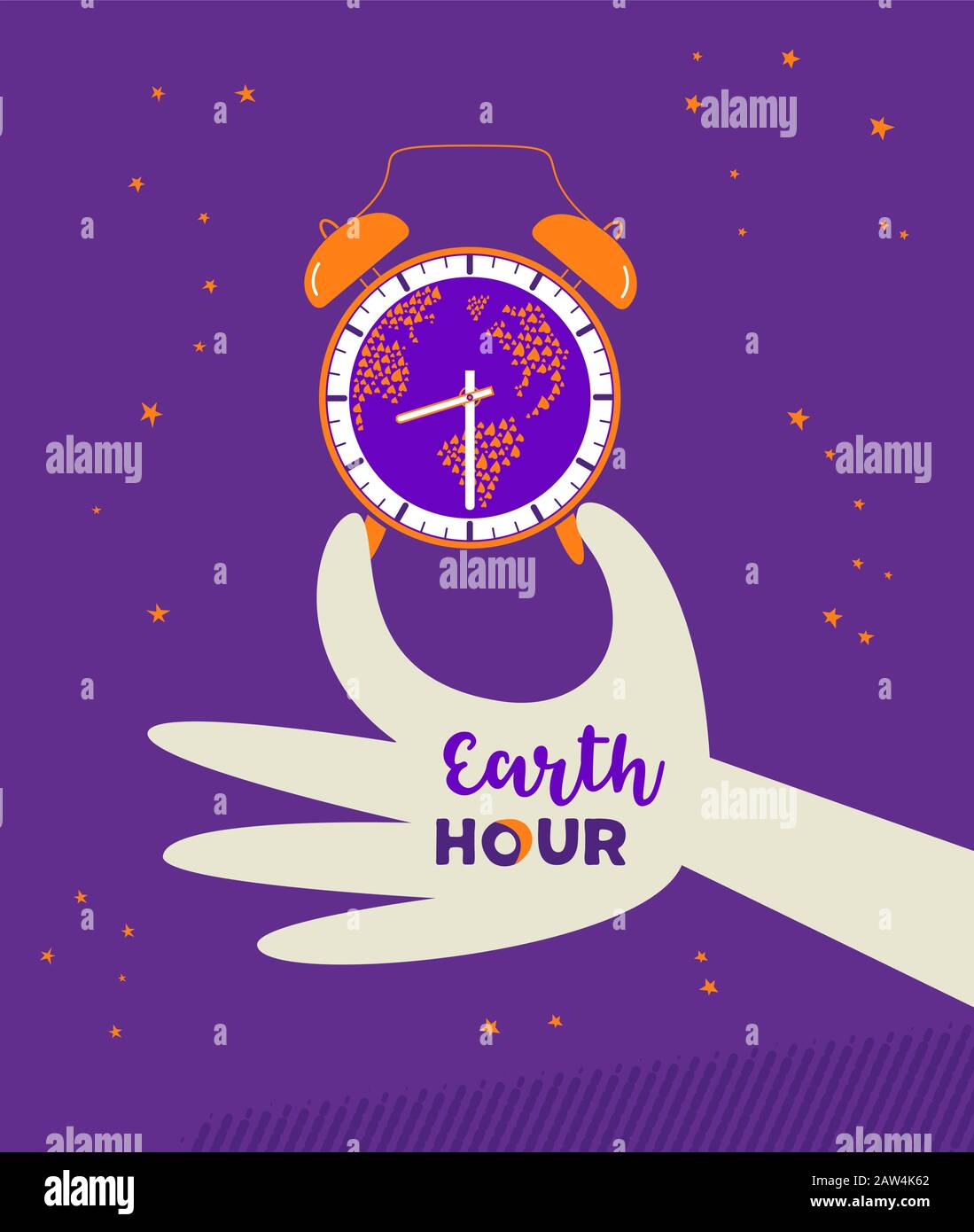 Earth Hour Day Konzept flache Vektor-Illustration Stock Vektor