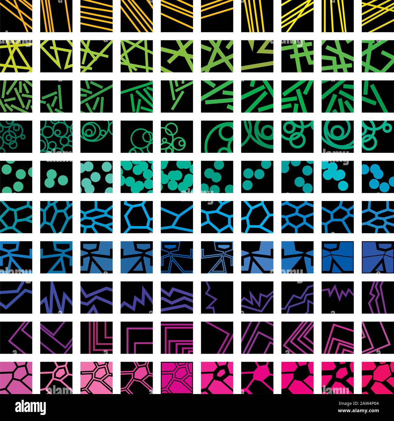 Sammlung abstrakter geometrischer Designelemente oder Symbole Stock Vektor