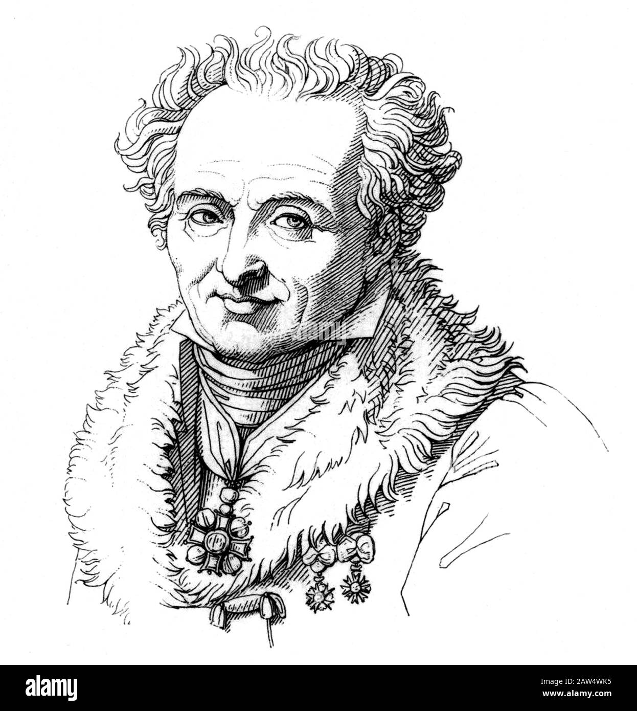 Die französische Künstlerin, Schriftstellerin, Diplomatin, Autorin und Archäologin DOMINIQUE VIVANT Baron DENON (* 1747 in Paris; † um 182). Er wurde ernannt als Stockfoto