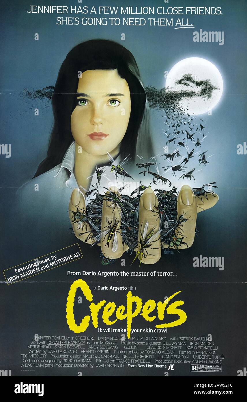 1985 , ITALIEN : Die USA Plakat Werbung für die FILMPHÄNOMENE ( Creepers ) des italienischen Filmregisseurs DARIO ARGENTO, mit Jennifer Connelly, Dari Stockfoto