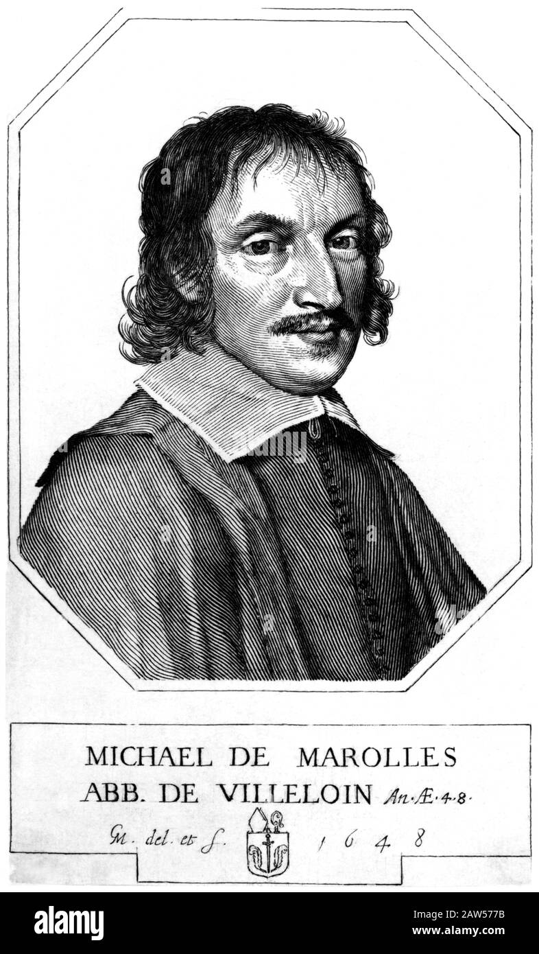 1648, FRANKREICH: Der französische Kunstsammler Traslator, Dyarist, Schriftsteller, Genealoge und Historiker MICHEL DE MAROLLES Abbé de Villeloin (* 1600; † 1681 Stockfoto