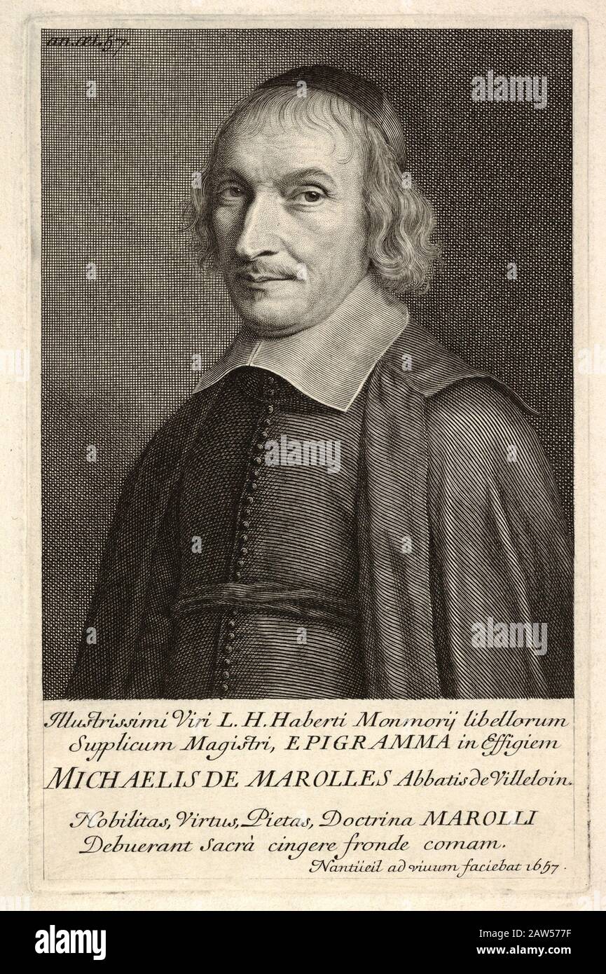 1657, FRANKREICH: Der französische Kunstsammler Traslator, Dyarist, Schriftsteller, Genealoge und Historiker MICHEL DE MAROLLES Abbé de Villeloin (* 1600; † 1681 Stockfoto