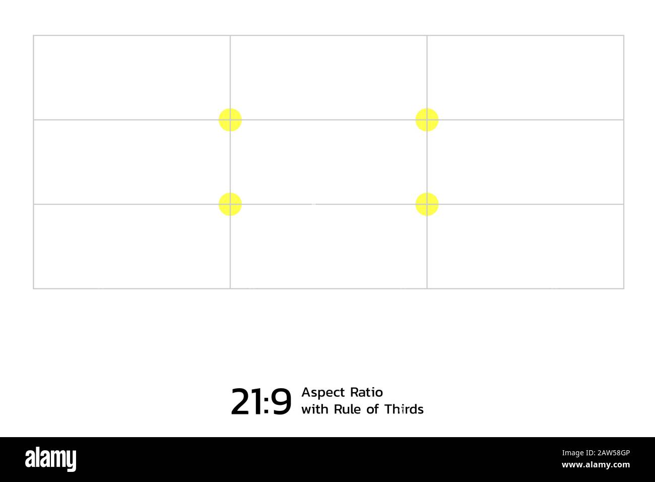 Seitenverhältnis von 21:9 mit Rule of Thirds Template. Vektordarstellung mit Ebenen Stock Vektor