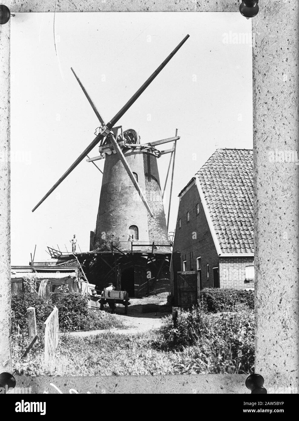 Alte Mühlen werden abgerissen Datum: 24. Juli 1946 Schlagwörter: Windmühlen Stockfoto