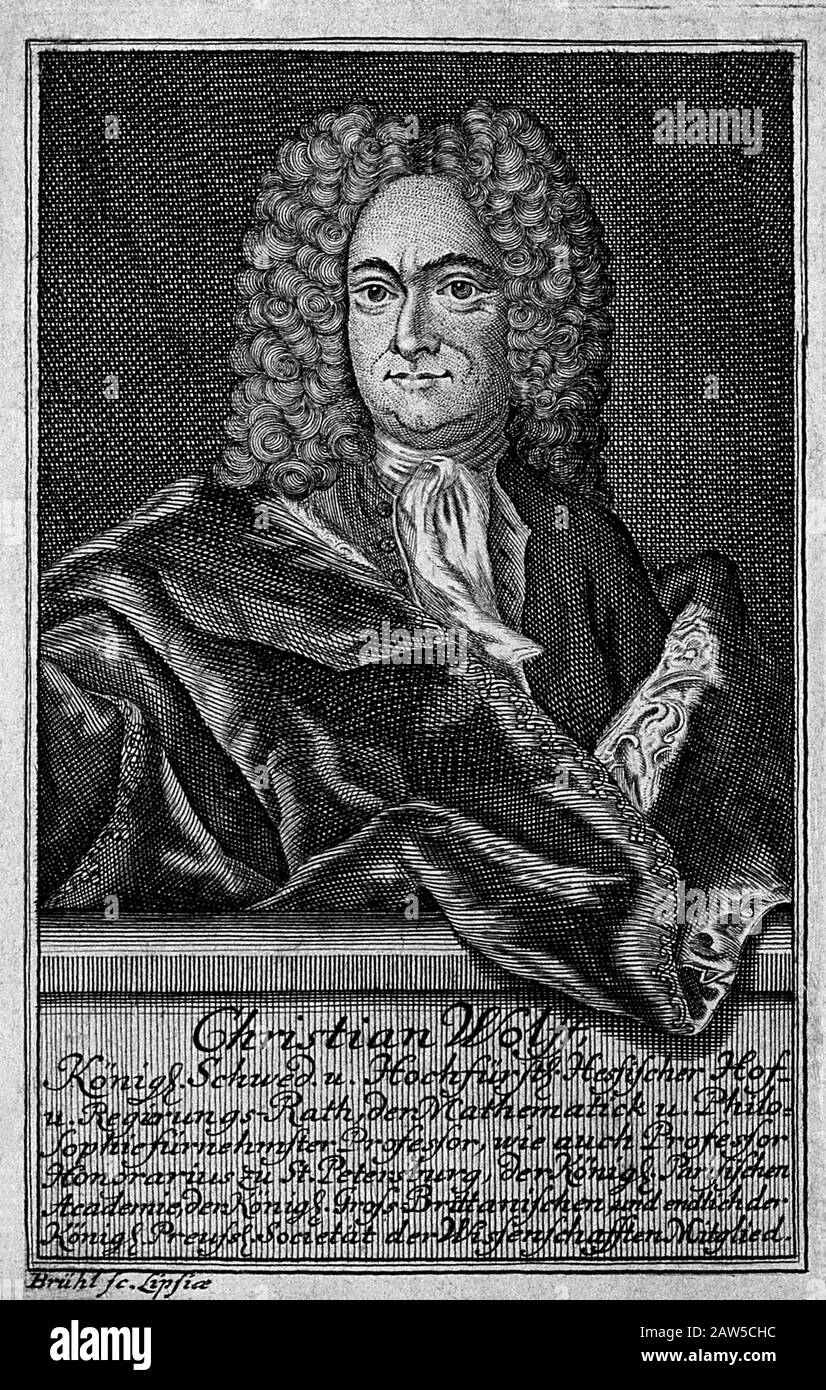 1737, DEUTSCHLAND : Der gefeierte deutsche Mathematikhistoriker und Philosoph CHRISTIAN WOLFF (* 1679 in Berlin; † 1754 in Berlin) . Das von Sysang, 1737 gravierte Porträt. Wolff war t Stockfoto