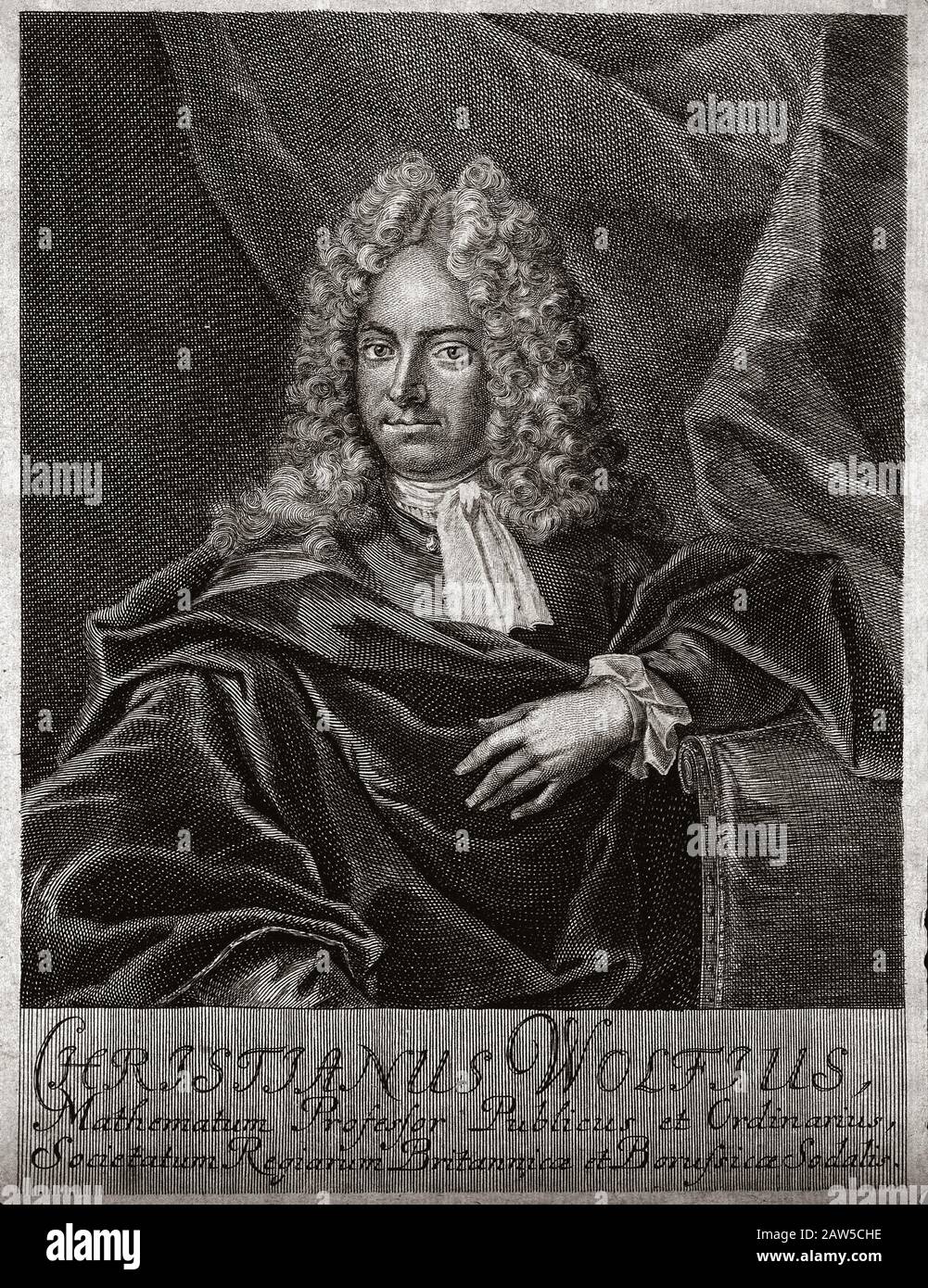 1.740 ca. , DEUTSCHLAND : Der gefeierte deutsche Mathematikhistoriker und Philosoph CHRISTIAN WOLFF (* 1679 in Berlin; † 1754 in Berlin) . Wolff war der herausragendste deutsche Philosoph Stockfoto