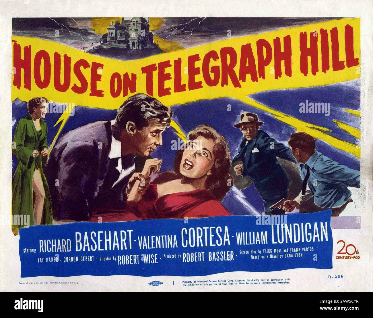 1951, USA : Die italienische Filmschauspielerin VALENTINA CORTESE ( geboren in Mailand , 1923 ) in Hollywood, ein plakativeres Plakat für den Film HOUSE ON TE Stockfoto