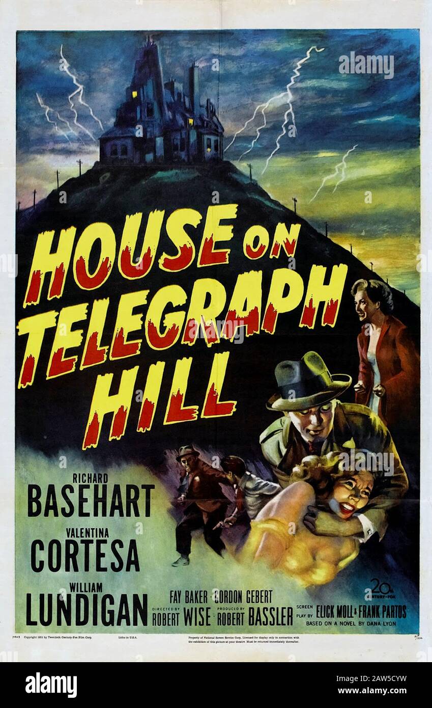 1951, USA : Die italienische Filmschauspielerin VALENTINA CORTESE ( geboren in Mailand , 1923 ) in Hollywood, ein plakativeres Plakat für den Film HOUSE ON TE Stockfoto