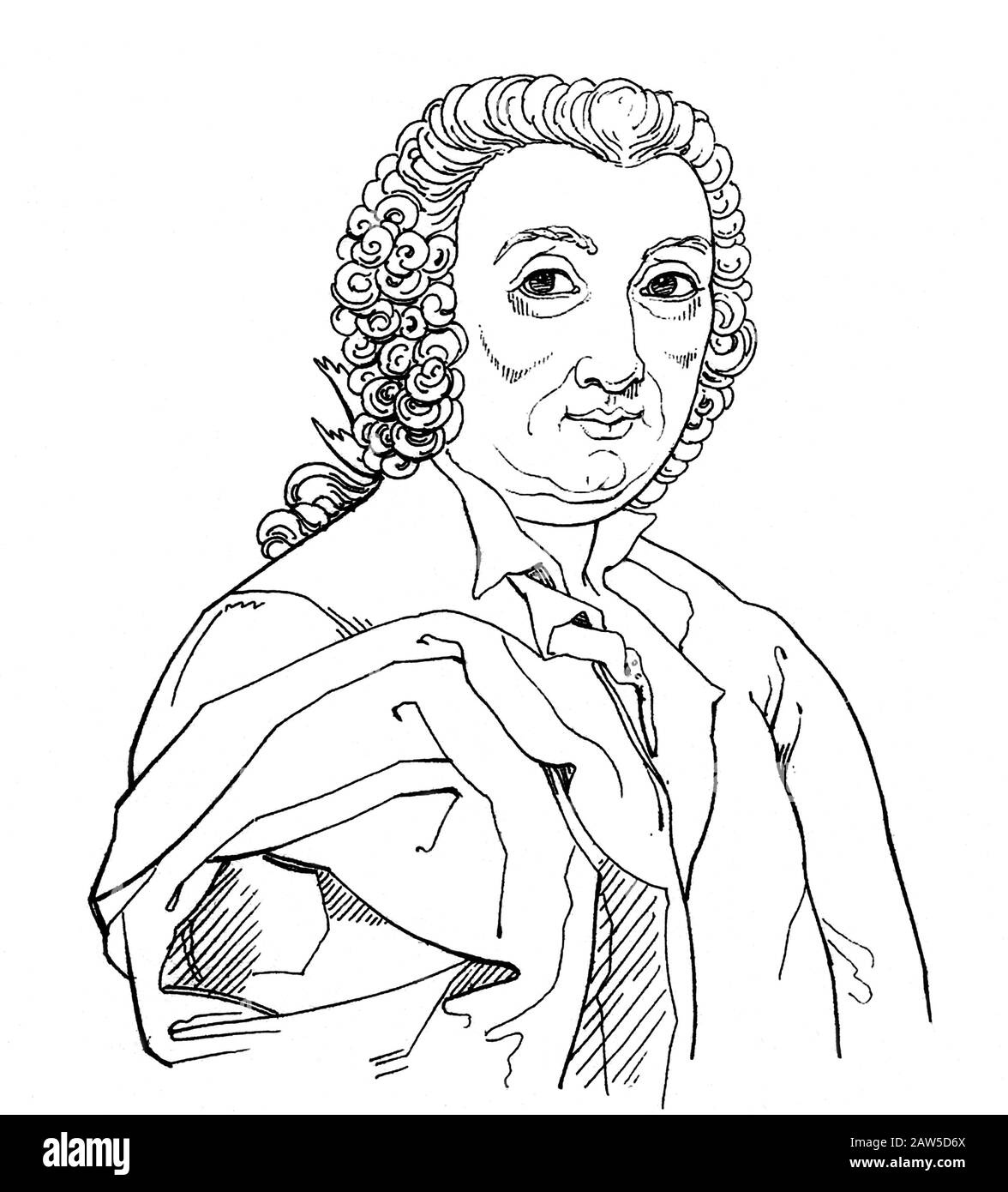 Der venezianer Dramatiker CARLO GOLDONI (* 25. Februar 1707 in Paris; † 6. Februar 173 in Paris), graviert im Porträt von 181 . - LETTERATO - SCRITTORE - DRAMMATU Stockfoto