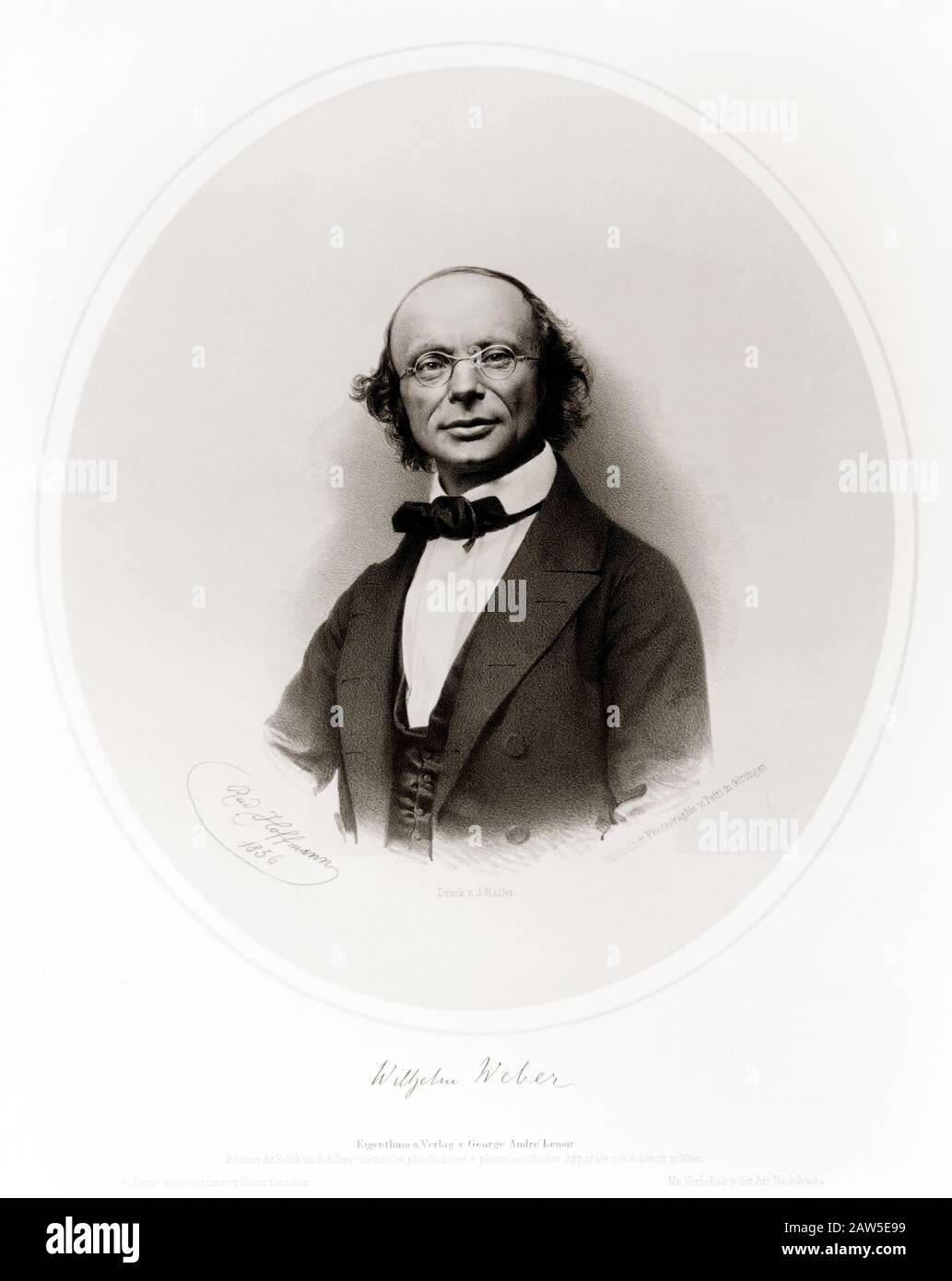 1856 Ca, DEUTSCHLAND: Der deutsche Arzt Wilhelm Eduard WEBER (* um ca. * zwischen dem Jahr 1894 in Berlin; † um 177 in Berlin) und Carl Friedrich Gauß (* um 177 in Berlin; † um das Jahr 1856) Stockfoto