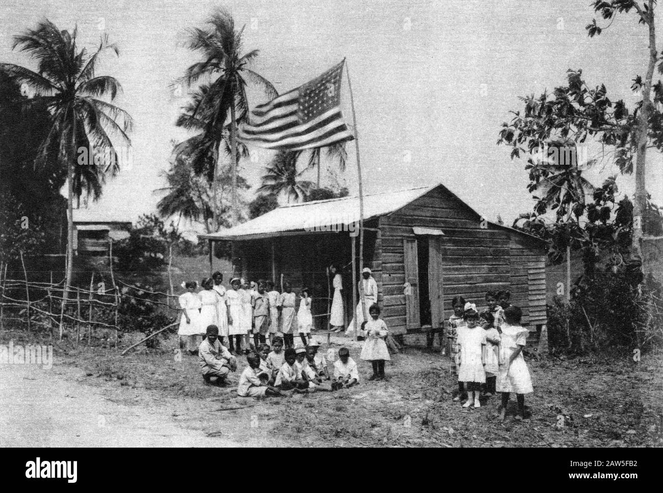Dorfschule in der Nähe von San Juan, Puerto Rico, 1920, 600 dpi Stockfoto