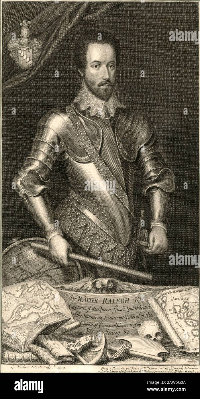 1580 Ca, GROSSBRITANNIEN: Der brite Sir WALTER RALEIGH (* 1554 Ca - 1618 in London), landete Gentleman , Schriftsteller , Dichter , Soldat , Politiker , Höfling Stockfoto