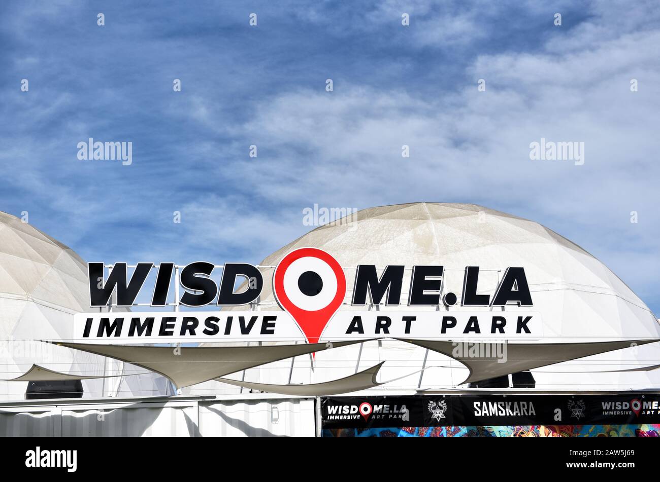 Los ANGELES, KALIFORNIEN - 05. FEBRUAR 2020: Wisdome.LA Immersive Art Park, der avantgardistische Erlebnisse und unvergessliche Ereignisse in einem einzigartigen Los präsentiert Stockfoto