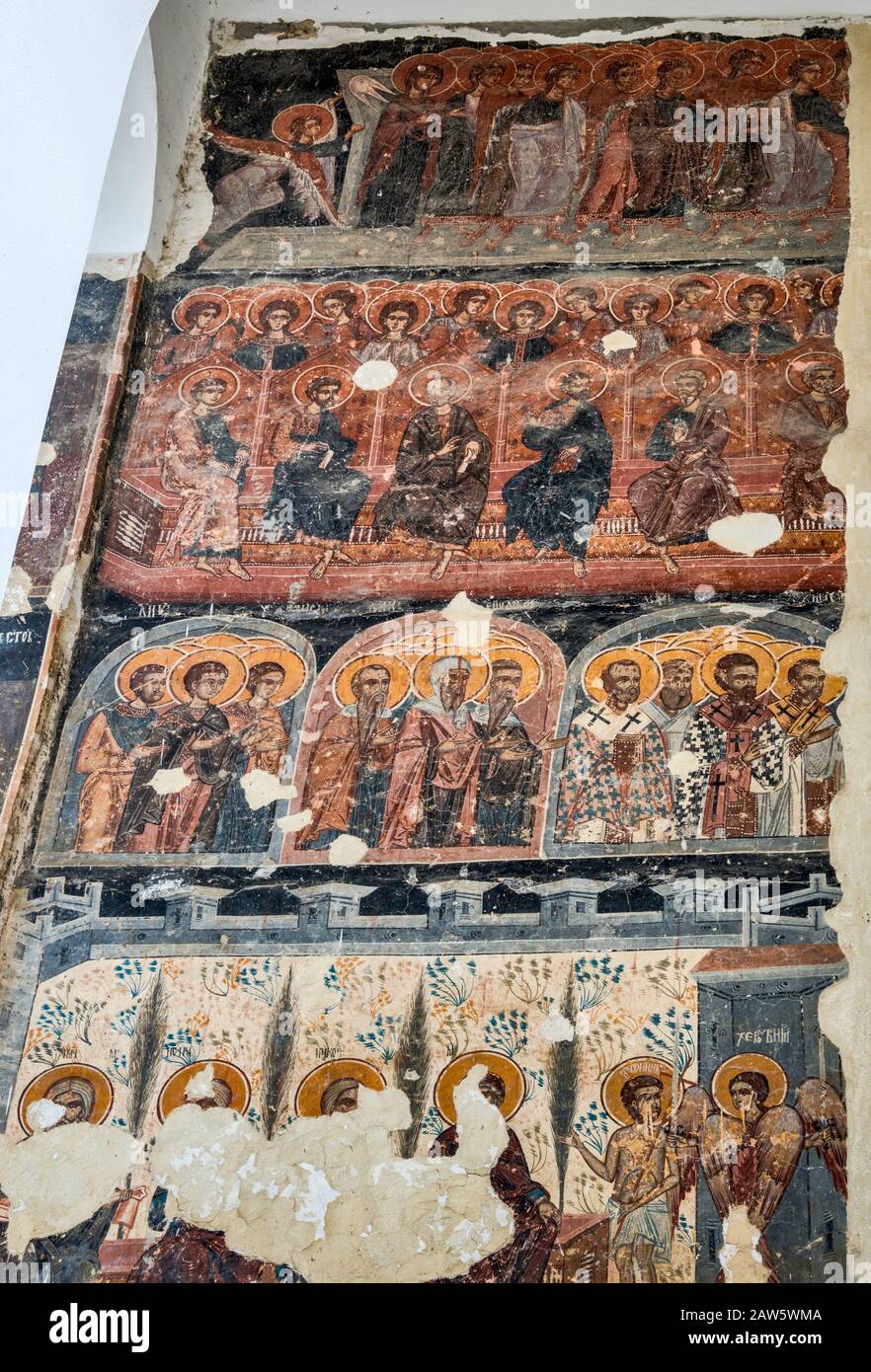Freskenbilder in der Kirche im Kloster Krusedol, Serbisch-orthodoxe Kirche, Fruska Gora, Vojvodina, Serbien Stockfoto