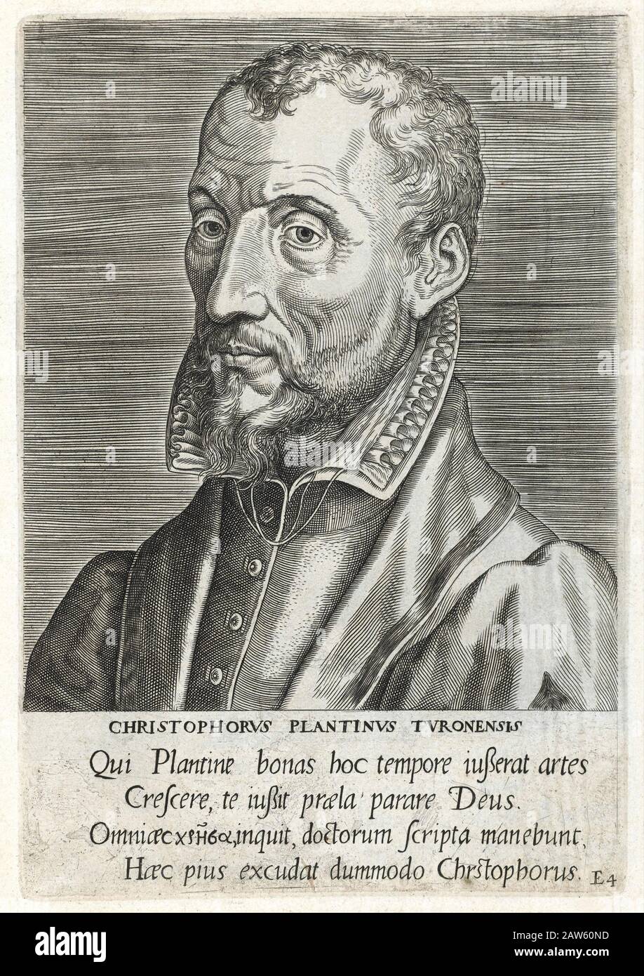 1572 Ca, BELGIEN: Porträt VON CHRISTOPHER PLANTIN ( Christoffel Plantijn , 1520 Ca - 1589 ) Buchbinder und Drucker in Antwerpen, gründete er die Of Stockfoto