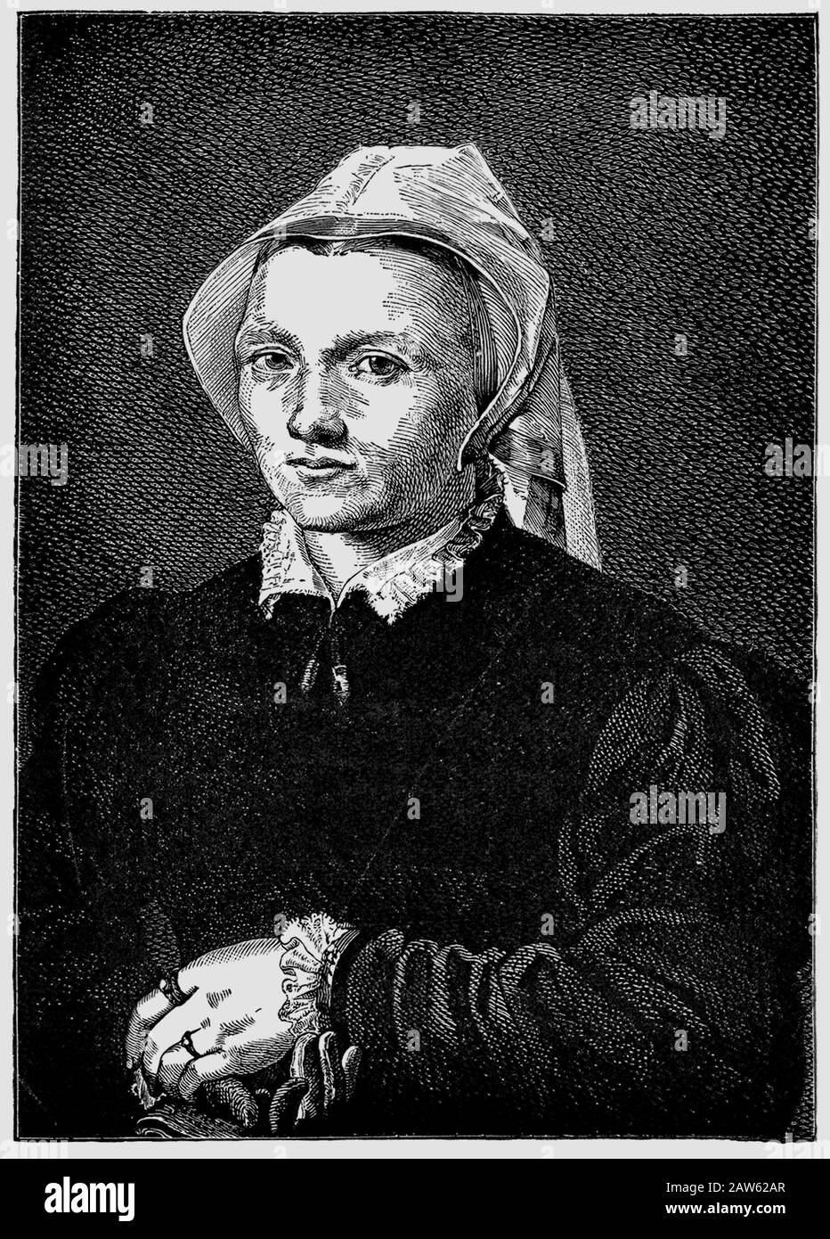 Katherina Von BORA ( Katharina , Katharina , Catherina , 1499 - 1552 ). Das von LUCAS CRANACH aus dem Original eingravierte Porträt. Von Bora war katholik Stockfoto