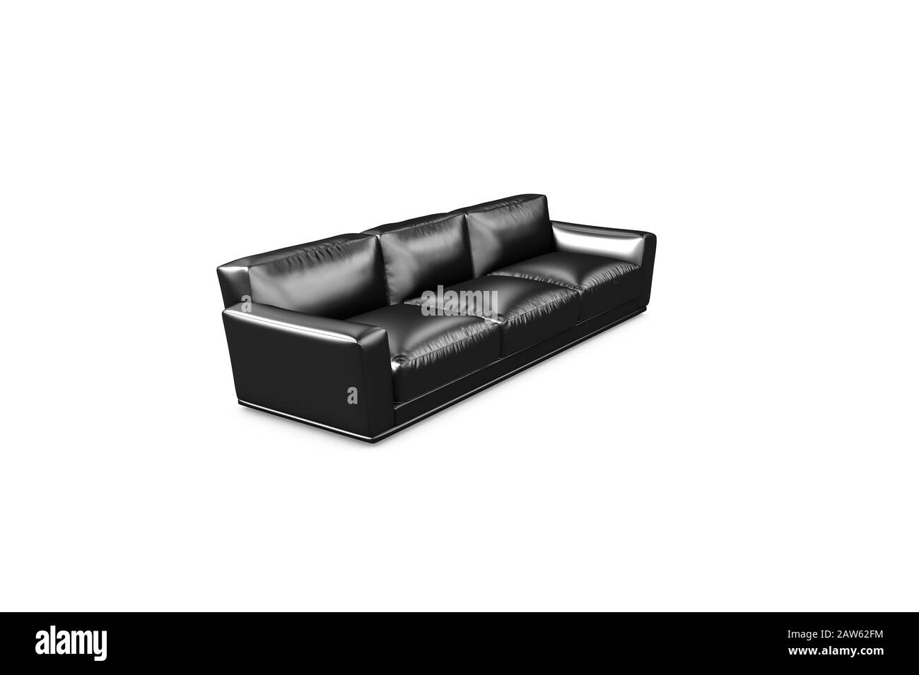 3D-Rendering, Vorderansicht des Standard-Cinema-Sofas auch für Geschäfts- und Meetings, isoliert auf weißem Hintergrund. Stockfoto