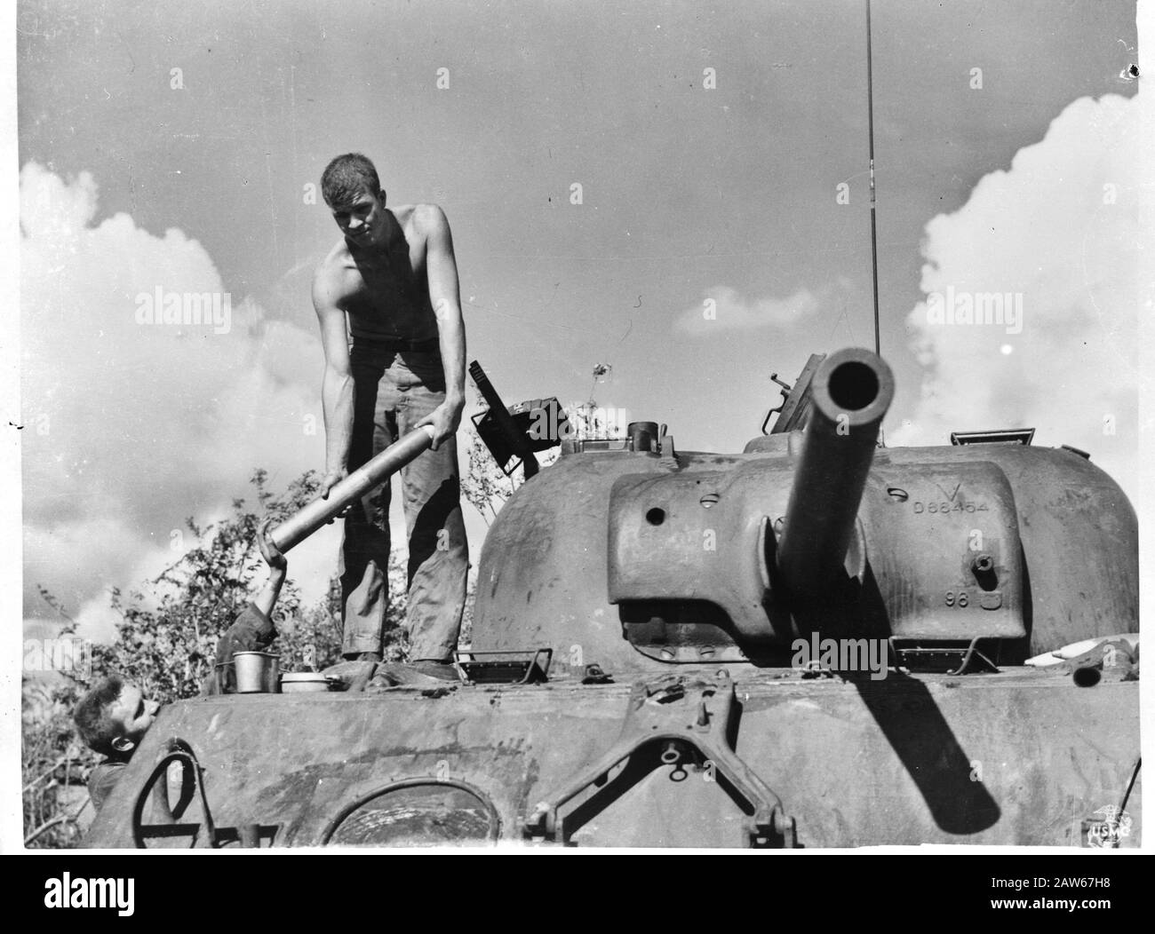 Ausbildung niederländischer Marineinfanteristen in Camp Lejeune (North Carolina, USA) Anmerkung: Repro Negativdatum: 1945 Ort: Camp Lejeune, North Carolina, United States Schlüsselwörter: Matrosen, Soldaten Stockfoto