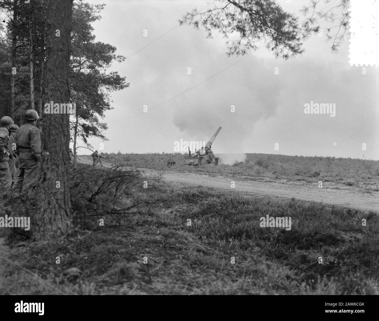 Übung Sturmfeder Westdeutschland, schießen Atomkanone Anmerkung: M65 Atomic Cannon (Atomic Annie Date: 15. September 1955 Ort: Deutschland Schlagwörter: Schießen, Übungen Stockfoto