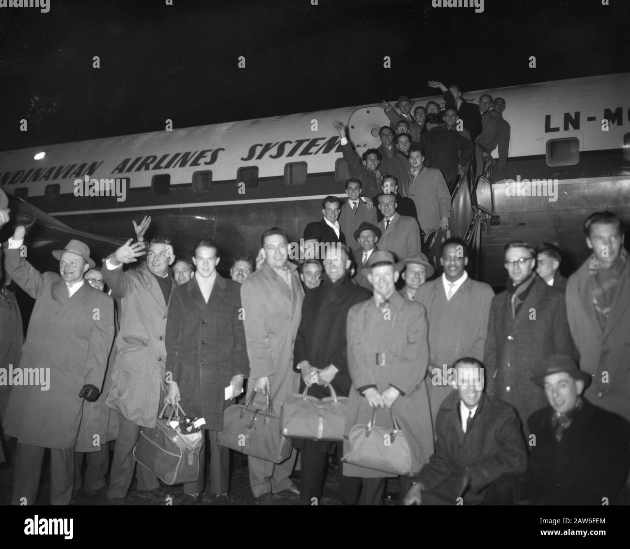 Verträge SAS-Gruppe mit Flugzeugdatum: 18. Februar 1958 Schlagwörter: Flugzeug Stockfoto