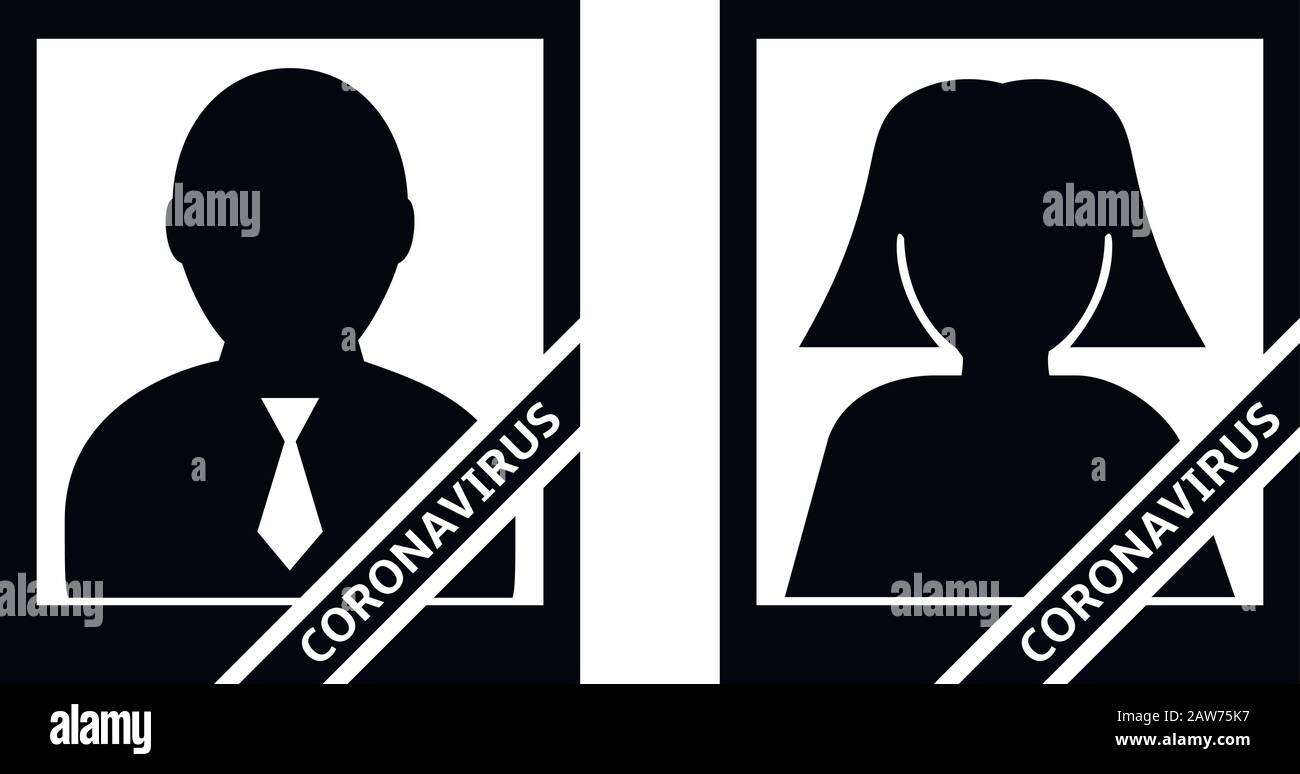 Porträt eines Coronavirus verstorben. Vektorsymbole Stock Vektor