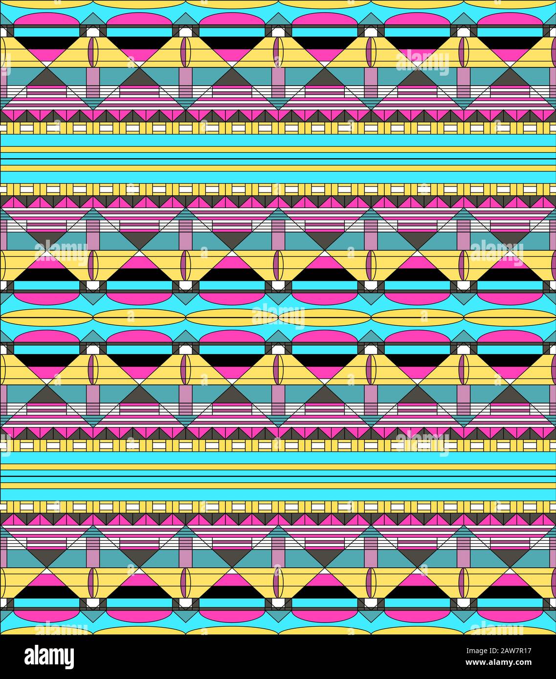 Retro-Farben Tribal-Vektor nahtloses Muster. Aztekischer abstrakter geometrischer Kunstdruck. Stock Vektor