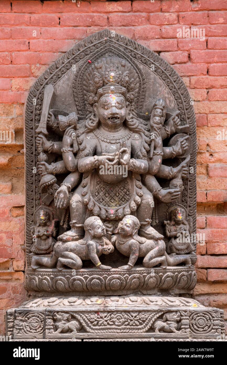 Bhairab-Statue am Durbar-Platz in Bhaktapur, Kathmandu-Tal, Nepal Stockfoto